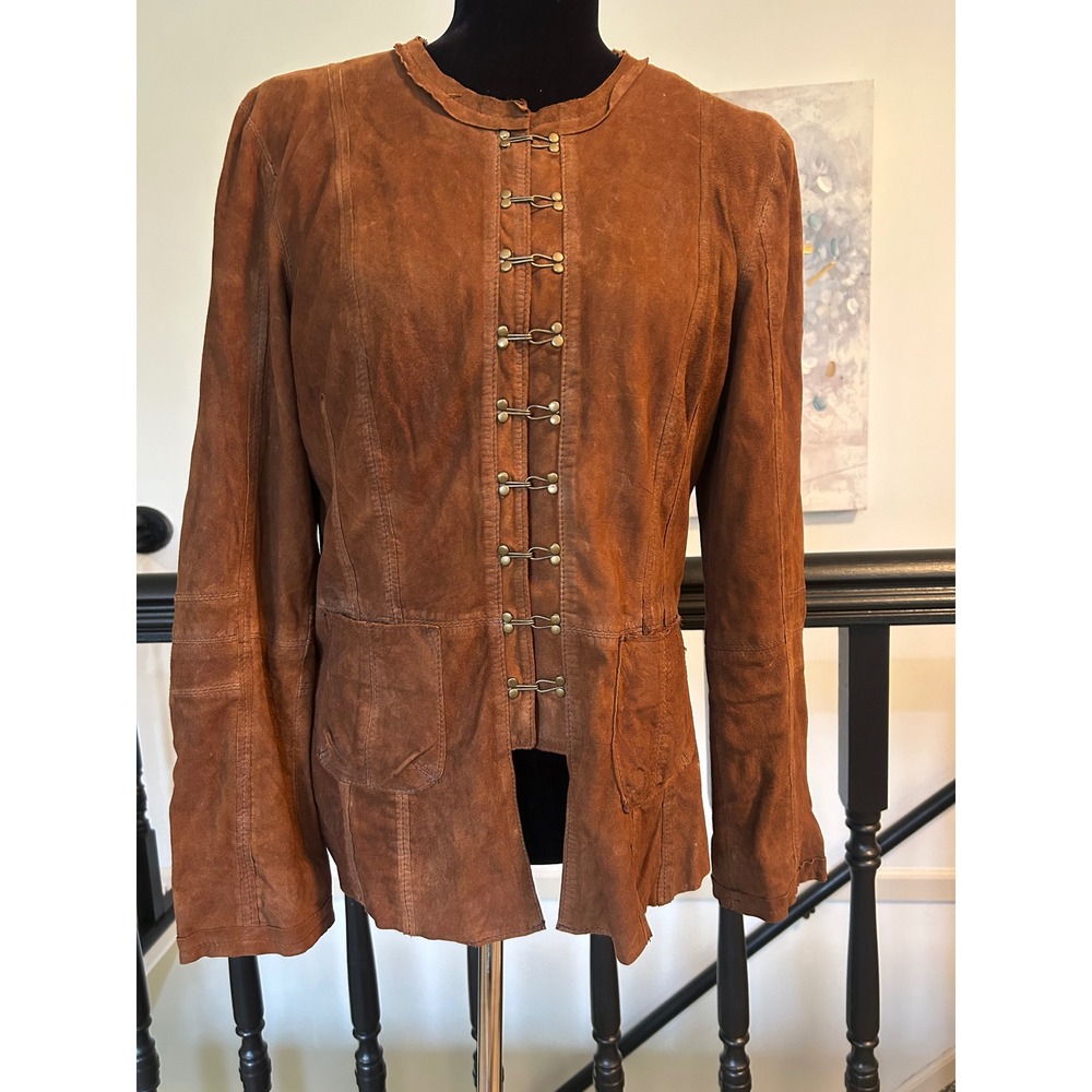 Vintage Dick & Jayne Los Angeles Brown Suede Leather Hook Eye Jacket Womens Med